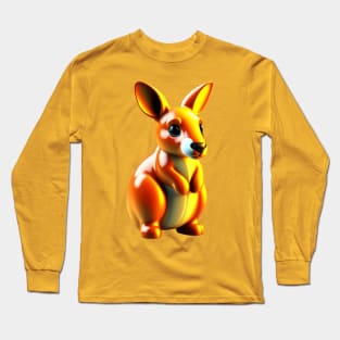 Cute Cartoon Kangaroo 3D Render Long Sleeve T-Shirt